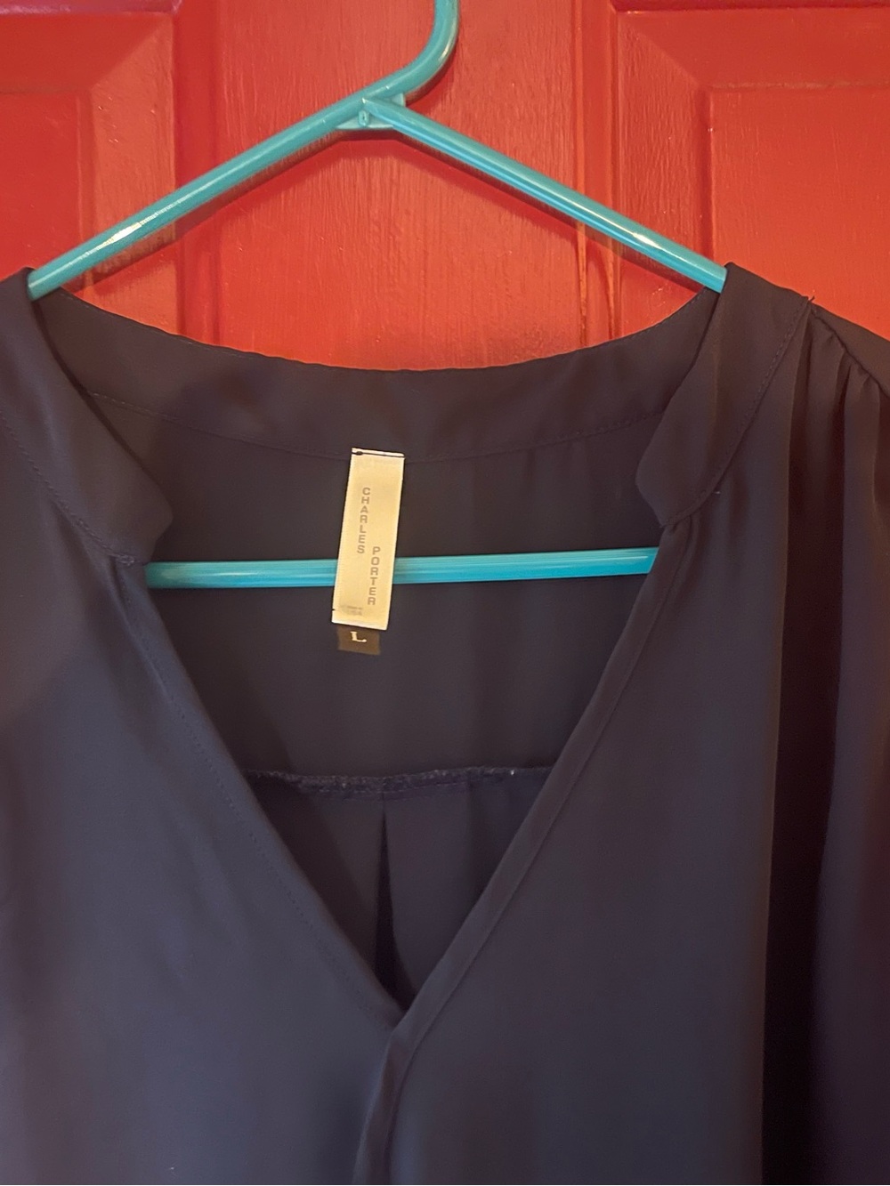 Sleeveless V-Neck Blue Women's Blouse - Picture 4 of 4